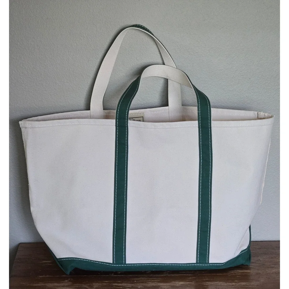 L.L.Bean Boat and Tote Bag Canvas Green X-Large Made in USA 112637